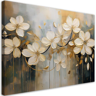 Leinwandbild, Blumen Natur bemalt