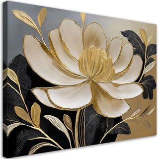 Leinwandbild, Blumen-Gold-Minimalismus