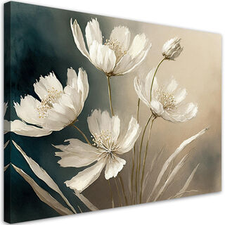 Leinwandbild, Weiße Blumenabstraktion