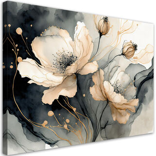 Leinwandbild, Blumenaquarell beige