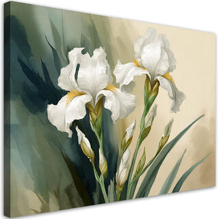 Leinwandbild, Weiße Aquarellblumen