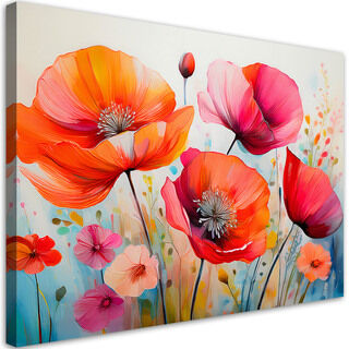 Leinwandbild, Mohnblumen gefärbt