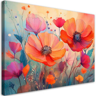 Leinwandbild, Blumen Botanicals Mohnblumen Abstraktion