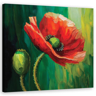 Leinwandbild, Bemalte Mohnblumen