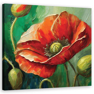 Leinwandbild, Mohnblume Natur bemalt