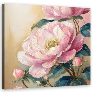 Leinwandbild, Pfingstrose, Blume, Aquarell, Vintage