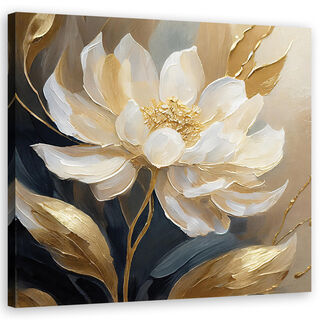 Leinwandbild, Blumen goldener Glamour