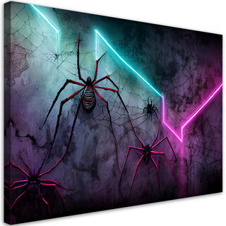 Leinwandbild, Spinnen-Neon-Abstraktion