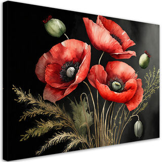 Leinwandbild, Bemalte rote Mohnblumen
