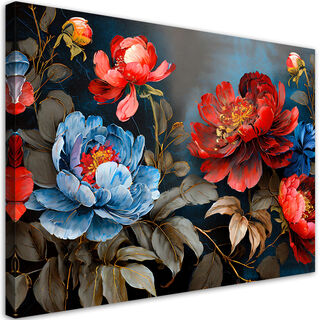 Leinwandbild, Bemalte Blumen Botanik Natur