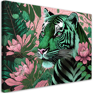 Leinwandbild, Tigertiere Tropische Abstraktion