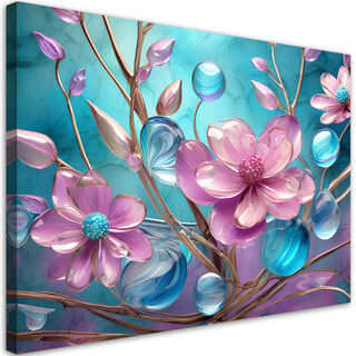 Leinwandbild, Bunte Blumen aus Glas abstrakt