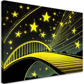 Leinwandbild, Sterne-Brücke abstraktes Neon