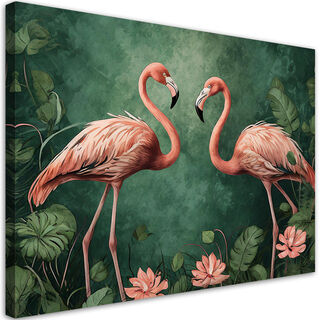 Leinwandbild, Flamingos tropische Tiere