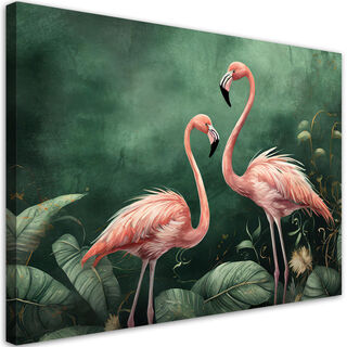 Leinwandbild, Flamingos, Natur, Botanik