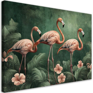 Leinwandbild, Flamingos, Dschungel, Tiere