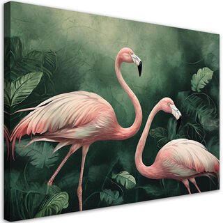 Leinwandbild, Flamingos, Botanik, Natur
