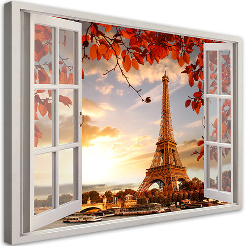 Leinwandbild, Fenster Eiffelturm in Paris