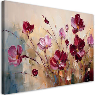 Leinwandbild, Rote Mohnblumen gemalt