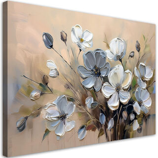 Leinwandbild, Graue Blumenstrauß-Abstraktion - (120x80)