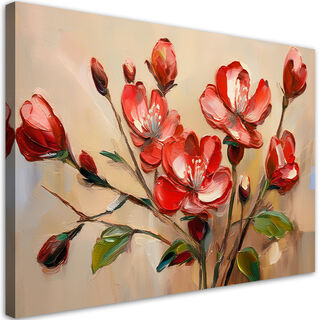 Leinwandbild, Rot blühende Blumenpflanzen