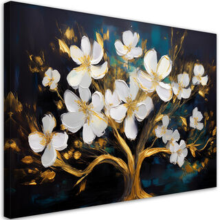 Leinwandbild, Baum des Lebens Glamour abstrakte Blumen