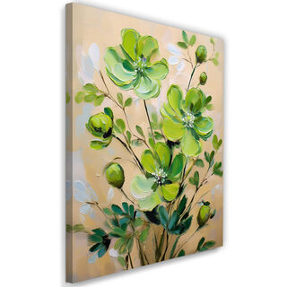 Leinwandbild, Grün bemalte Blume