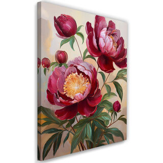 Leinwandbild, Rote burgunderfarbene Pfingstrosenblume