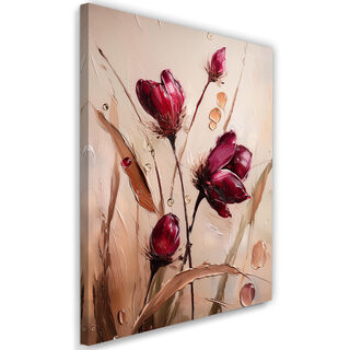 Leinwandbild, Mohnblumen Wiese Natur Blumen Burgund