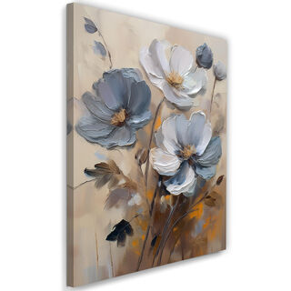 Leinwandbild, Bemalte Blume Grau Beige