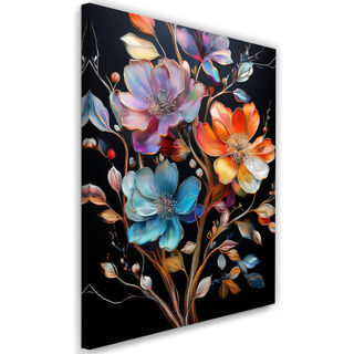 Leinwandbild, Farbige Blumen Abstraktion