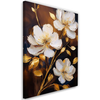 Leinwandbild, Blumen Weiße Pfingstrosen Gold Glamour