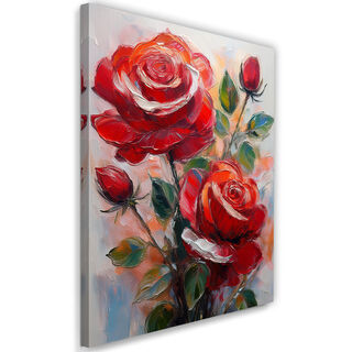 Leinwandbild, Rot bemalte Rosen