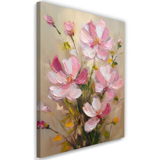 Leinwandbild, Rosa bemalte Blumen