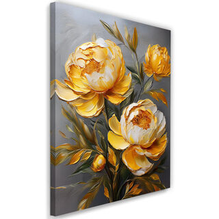 Leinwandbild, Gelbe Pfingstrose bemalte Blume