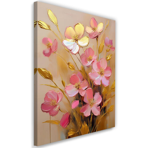 Leinwandbild, Roségoldene Glamour-Blumen