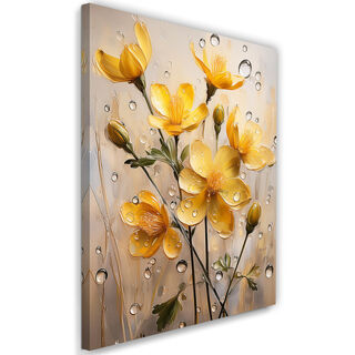 Leinwandbild, Gelbe Regentropfen-Blume
