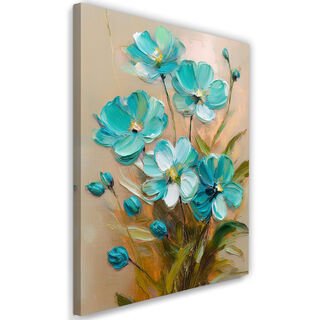 Leinwandbild, Natürliche türkisfarbene Blumen