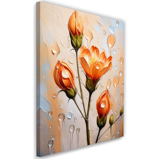 Leinwandbild, Tulpenblütentropfen Orange