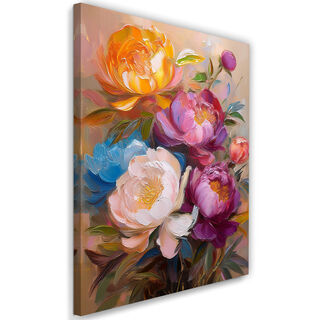 Leinwandbild, Farbige Pfingstrosen-Blumen