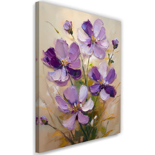 Leinwandbild, Lila bemalte Blumen