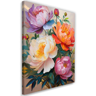 Leinwandbild, Bemalte pfingstrosenfarbene Blume