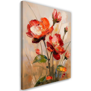 Leinwandbild, Mohnblumen-Botanika gemalt