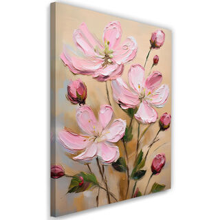 Leinwandbild, Rosa bemalte Blumen
