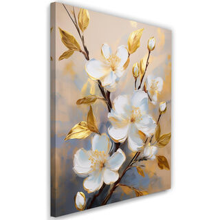 Leinwandbild, Blumen Magnolie Weißgold