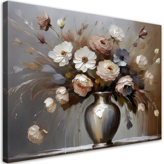 Leinwandbild, Bemalte Blumen in einer Vase