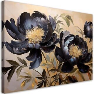 Leinwandbild, Schwarze Pfingstrosen-Blumen-Natur
