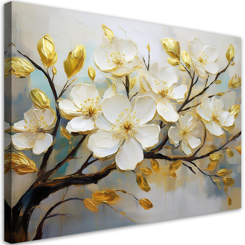 Leinwandbild, Magnolienblüten Zweig Natur