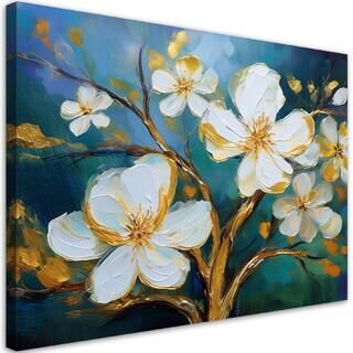Leinwandbild, Magnolienblüte bemalt