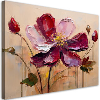 Leinwandbild, Pfingstrose, rote Blume